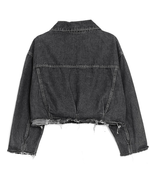 Figments(フィグメンツ)の「クロップドデニムジャケット(デニムジャケット・レディース・ブラック/ライトインディゴブルー・FREE)」の14枚目の写真