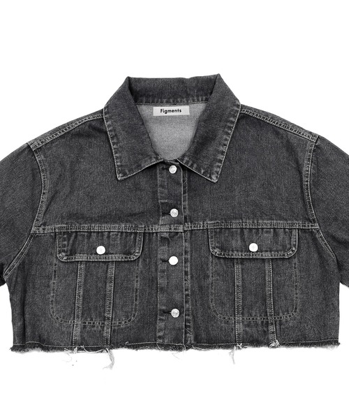 Figments(フィグメンツ)の「クロップドデニムジャケット(デニムジャケット・レディース・ブラック/ライトインディゴブルー・FREE)」の12枚目の写真