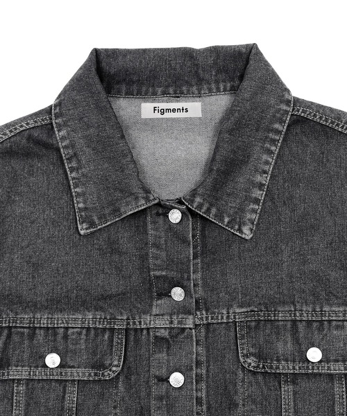 Figments(フィグメンツ)の「クロップドデニムジャケット(デニムジャケット・レディース・ブラック/ライトインディゴブルー・FREE)」の11枚目の写真