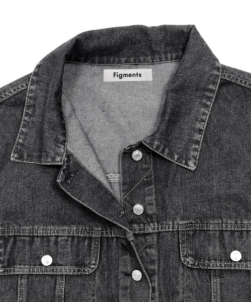 Figments(フィグメンツ)の「クロップドデニムジャケット(デニムジャケット・レディース・ブラック/ライトインディゴブルー・FREE)」の3枚目の写真