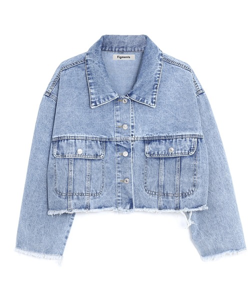 Figments(フィグメンツ)の「クロップドデニムジャケット(デニムジャケット・レディース・ブラック/ライトインディゴブルー・FREE)」の16枚目の写真