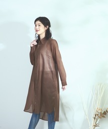 【C-FORT POINT】インド綿　無地ロングシャツワンピース　２ＷＡＹ仕様　羽織り/ワンピース