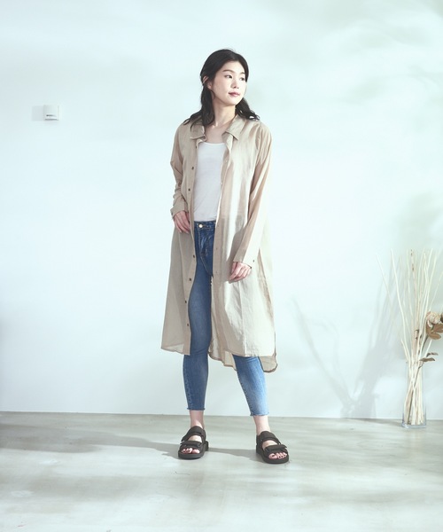 fort point(フォーポイント)の「【C-FORT POINT】インド綿 無地ロングシャツワンピース 2WAY仕様 羽織り/ワンピース(シャツワンピース・レディース・ベージュ/ブラウン/ブラック・FREE)」の21枚目の写真
