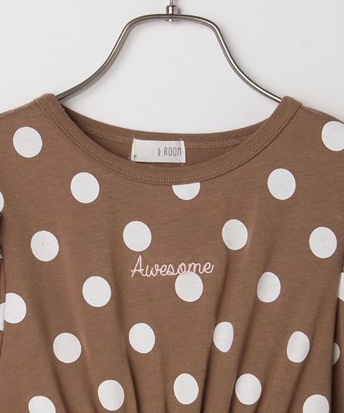 b・ROOM（ビールーム）の「ドットボリュームスリーブワンピース（ワンピース・キッズ・ベージュ/ブルーグレー/ライトピンク・90cm/110cm/100cm/130cm/120cm）」の7枚目の写真