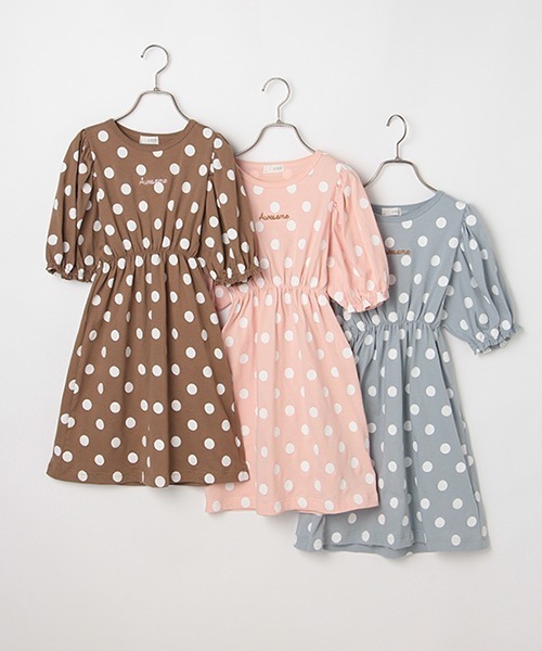 b・ROOM（ビールーム）の「ドットボリュームスリーブワンピース（ワンピース・キッズ・ベージュ/ブルーグレー/ライトピンク・90cm/110cm/100cm/130cm/120cm）」の12枚目の写真
