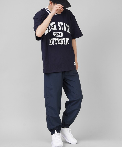 SPINNS（スピンズ）の「【ゆるシルエット】リブラインカレッジロゴ半袖Tシャツ（Tシャツ/カットソー・メンズ・ホワイト/ダークグリーン/ネイビー/イエロー/ダークブルー/ワイン・ONESIZE）」の11枚目の写真