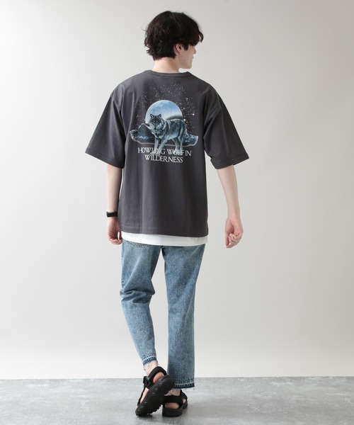 RAGEBLUE(レイジブルー)の「アニマルプリント/刺繍Tシャツ/953082(Tシャツ/カットソー・メンズ・ブラック/ダークグリーン・MEDIUM/LARGE)」の4枚目の写真