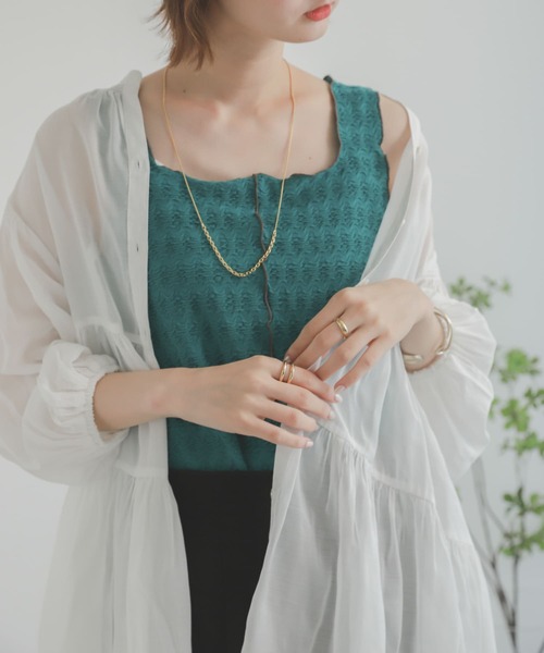 SENSE OF PLACE by URBAN RESEARCH（センスオブプレイスバイアーバンリサーチ）の「メローキリカエスクエアネックタンクトップ（タンクトップ・レディース・ブラック/グリーン/アイボリー・ONE）」の3枚目の写真