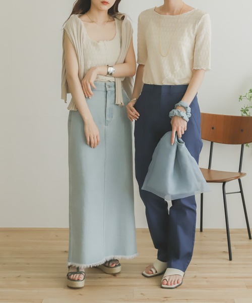 SENSE OF PLACE by URBAN RESEARCH（センスオブプレイスバイアーバンリサーチ）の「メローキリカエスクエアネックタンクトップ（タンクトップ・レディース・ブラック/グリーン/アイボリー・ONE）」の4枚目の写真