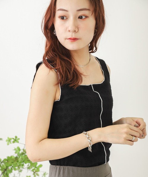 SENSE OF PLACE by URBAN RESEARCH（センスオブプレイスバイアーバンリサーチ）の「メローキリカエスクエアネックタンクトップ（タンクトップ・レディース・ブラック/グリーン/アイボリー・ONE）」の22枚目の写真