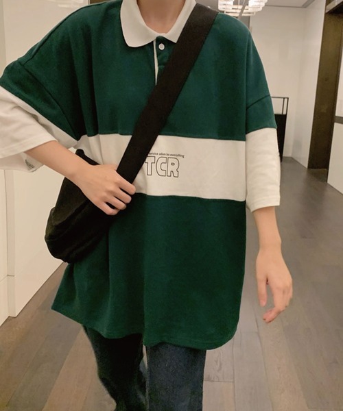meJane(ミージェーン)の「TCRロゴビックシルエットラガーTシャツ【ZOZOTOWN限定】(ポロシャツ・レディース・ブラック/グリーン・FREE)」の12枚目の写真