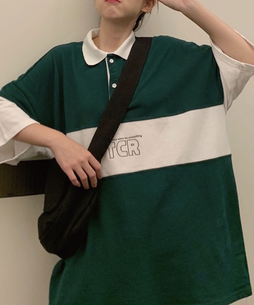 meJane(ミージェーン)の「TCRロゴビックシルエットラガーTシャツ【ZOZOTOWN限定】(ポロシャツ・レディース・ブラック/グリーン・FREE)」の4枚目の写真