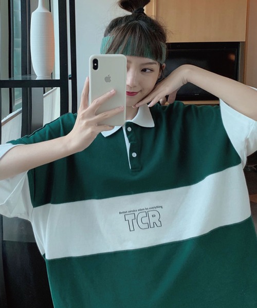 meJane(ミージェーン)の「TCRロゴビックシルエットラガーTシャツ【ZOZOTOWN限定】(ポロシャツ・レディース・ブラック/グリーン・FREE)」の6枚目の写真