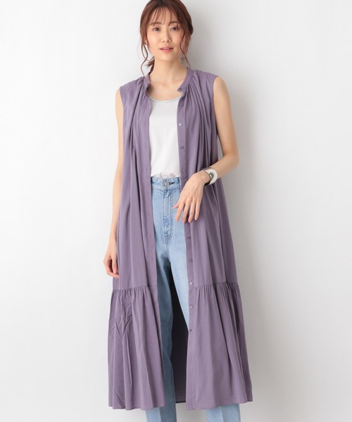 GLOBAL WORK（グローバルワーク）の「エアリーボイルティアードワンピース/950300（ワンピース・レディース・ダークグレー/ブラウン系その他6/グリーン系その他6/パープル系その他2・MEDIUM/LARGE）」の4枚目の写真