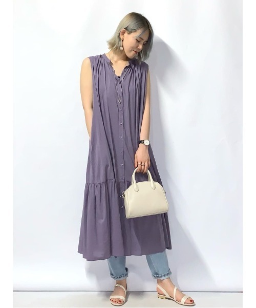 GLOBAL WORK（グローバルワーク）の「エアリーボイルティアードワンピース/950300（ワンピース・レディース・ダークグレー/ブラウン系その他6/グリーン系その他6/パープル系その他2・MEDIUM/LARGE）」の8枚目の写真