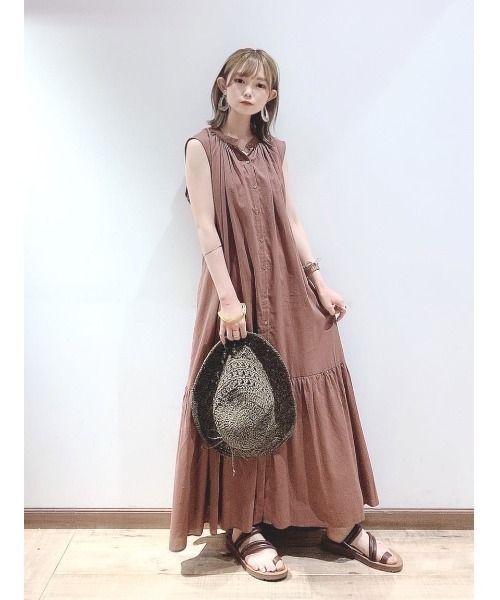 GLOBAL WORK（グローバルワーク）の「エアリーボイルティアードワンピース/950300（ワンピース・レディース・ダークグレー/ブラウン系その他6/グリーン系その他6/パープル系その他2・MEDIUM/LARGE）」の6枚目の写真