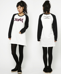 X-girl | DENIM PATCHED B/B TEE DRESS(ワンピース)