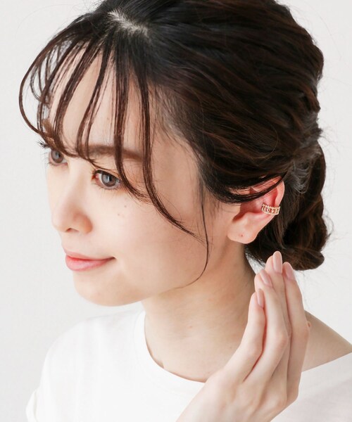 COCOSHNIK(ココシュニック)の「K10切子×ミル イヤーカフ(イヤーカフ・レディース・ホワイト系その他7・00)」の10枚目の写真