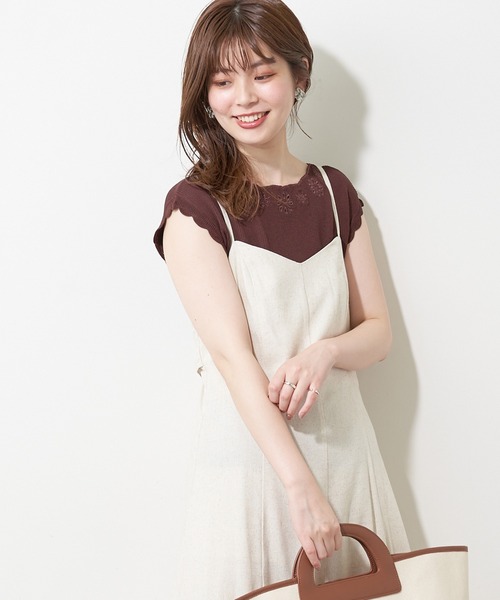 natural couture(ナチュラルクチュール)の「衿ぐりお花刺繍強撚リブニット(ニット/セーター・レディース・オフホワイト/ブラック/ブラウン/ミント/ラベンダー・FREE)」の10枚目の写真