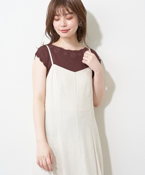 natural couture(ナチュラルクチュール)の「衿ぐりお花刺繍強撚リブニット(ニット/セーター・レディース・オフホワイト/ブラック/ブラウン/ミント/ラベンダー・FREE)」の17枚目の写真