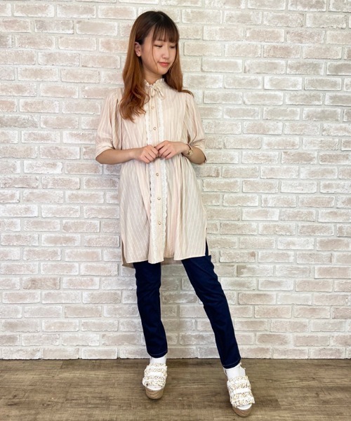 Poetique アクシーズファムポエティック のファッション ストライプシャツチュニック チュニック Axes セール Axes Femme