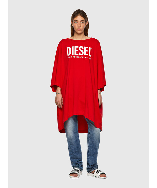 DIESEL（ディーゼル）の「レディース サステナブル ドレス ワンピース DIESEL ロゴ ビッグシルエット（ワンピース・レディース・グレー/レッド・SMALL/X-SMALL/XX-SMALL）」の9枚目の写真