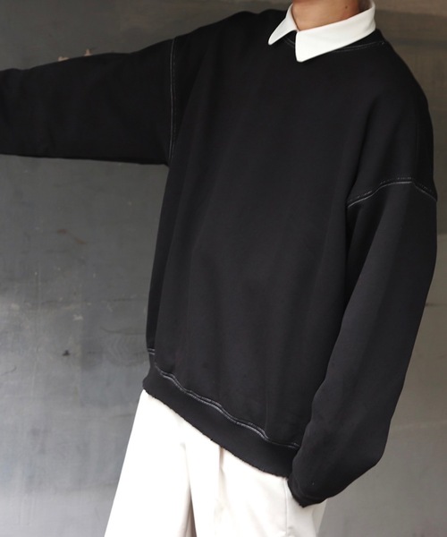 INTER FACTORY(インターファクトリー)の「ファッションインフルエンサー DAISUKE - スーパービッグダメージステッチスウェット made in INTER FACTORY(スウェット・メンズ・ブラック/ブルー/モカ・MEDIUM/LARGE)」の5枚目の写真