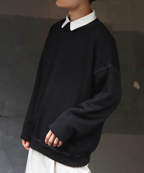 INTER FACTORY(インターファクトリー)の「ファッションインフルエンサー DAISUKE - スーパービッグダメージステッチスウェット made in INTER FACTORY(スウェット・メンズ・ブラック/ブルー/モカ・MEDIUM/LARGE)」の4枚目の写真