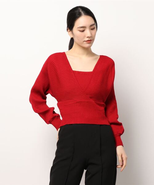 MAISON DE THERESE（メゾン ド テレーズ）の「フェイクレイヤードハイウエストニット（ニット/セーター・レディース・ホワイト/ブラウン/ブラック/モカ/ピンク/レッド/レッド系1・M）」の7枚目の写真