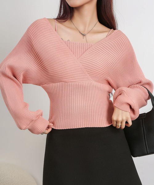 MAISON DE THERESE（メゾン ド テレーズ）の「フェイクレイヤードハイウエストニット（ニット/セーター・レディース・ホワイト/ブラウン/ブラック/モカ/ピンク/レッド/レッド系1・M）」の17枚目の写真