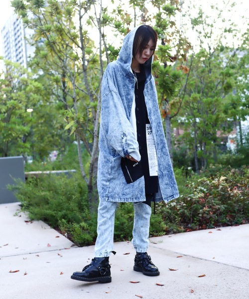 rovtski（ロフトスキー）の「【セットアップ対応】AFYFBASATTO COAT/ツイル&デニム ビッグシルエット バサっとコート（デニムジャケット・メンズ・ケミカルウォッシュ/ブラック/インディゴブルー・FREE）」の13枚目の写真