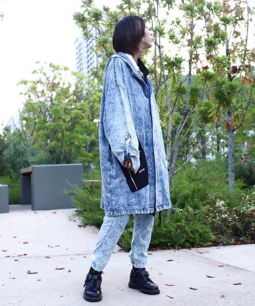rovtski（ロフトスキー）の「【セットアップ対応】AFYFBASATTO COAT/ツイル&デニム ビッグシルエット バサっとコート（デニムジャケット・メンズ・ケミカルウォッシュ/ブラック/インディゴブルー・FREE）」の15枚目の写真