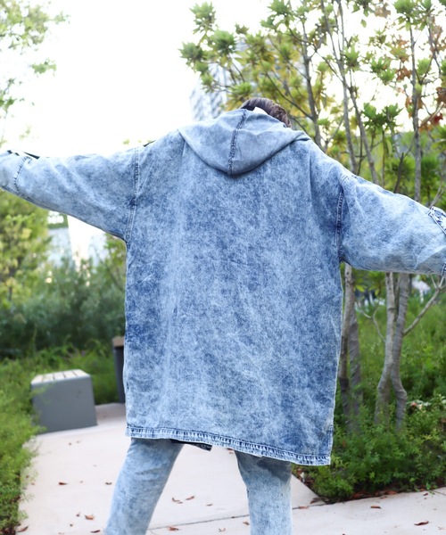 rovtski（ロフトスキー）の「【セットアップ対応】AFYFBASATTO COAT/ツイル&デニム ビッグシルエット バサっとコート（デニムジャケット・メンズ・ケミカルウォッシュ/ブラック/インディゴブルー・FREE）」の18枚目の写真