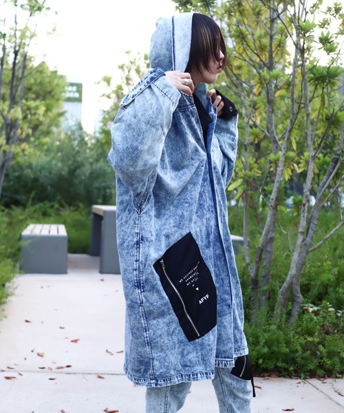 rovtski（ロフトスキー）の「【セットアップ対応】AFYFBASATTO COAT/ツイル&デニム ビッグシルエット バサっとコート（デニムジャケット・メンズ・ケミカルウォッシュ/ブラック/インディゴブルー・FREE）」の19枚目の写真