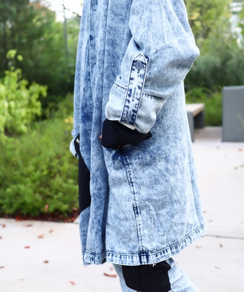 rovtski（ロフトスキー）の「【セットアップ対応】AFYFBASATTO COAT/ツイル&デニム ビッグシルエット バサっとコート（デニムジャケット・メンズ・ケミカルウォッシュ/ブラック/インディゴブルー・FREE）」の22枚目の写真