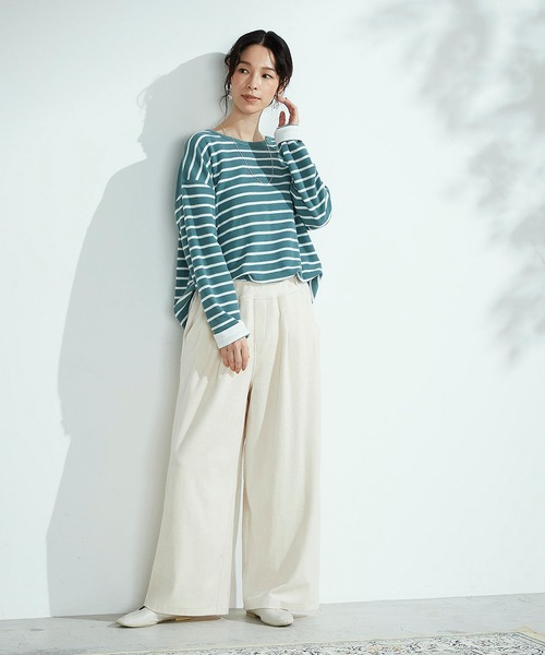 ONIGIRI（オニギリ）の「コーデュロイ　ワイドパンツ（その他パンツ・レディース・ブラウン/アイボリー・SMALL/MEDIUM/LARGE）」の11枚目の写真