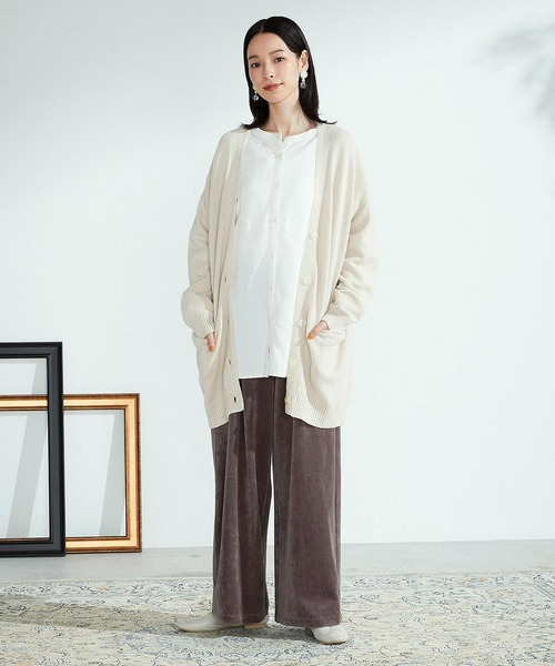 ONIGIRI（オニギリ）の「コーデュロイ　ワイドパンツ（その他パンツ・レディース・ブラウン/アイボリー・SMALL/MEDIUM/LARGE）」の7枚目の写真