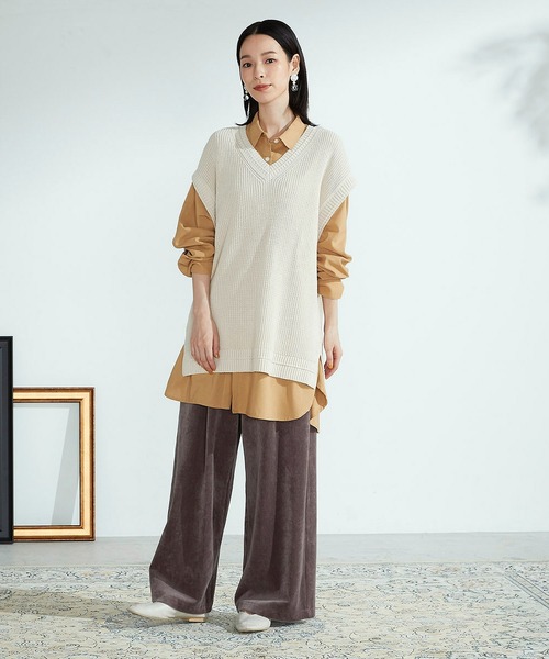 ONIGIRI（オニギリ）の「コーデュロイ　ワイドパンツ（その他パンツ・レディース・ブラウン/アイボリー・SMALL/MEDIUM/LARGE）」の16枚目の写真