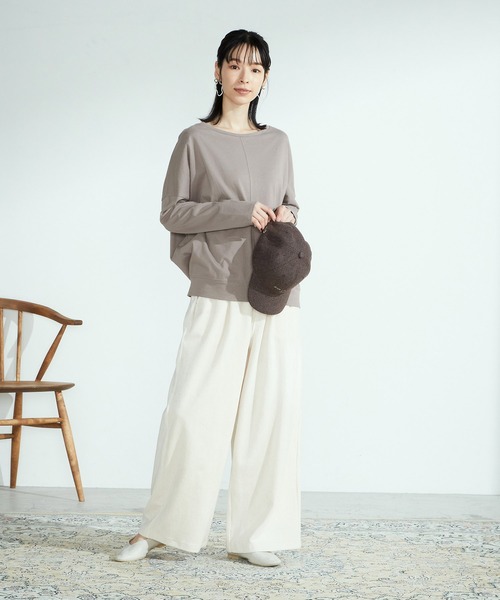 ONIGIRI（オニギリ）の「コーデュロイ　ワイドパンツ（その他パンツ・レディース・ブラウン/アイボリー・SMALL/MEDIUM/LARGE）」の3枚目の写真