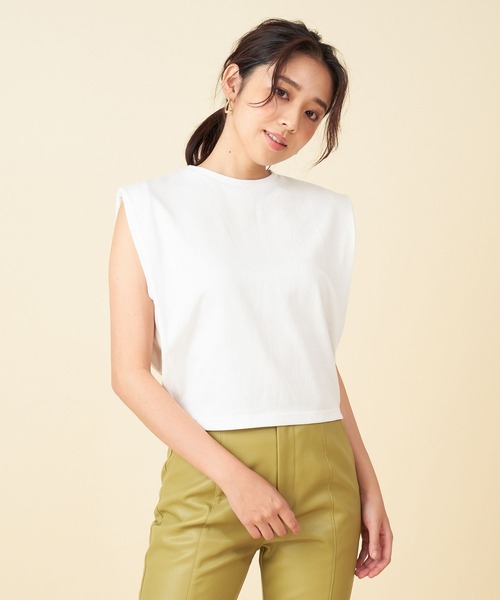 ROYAL PARTY（ロイヤルパーティー）の「パワショルトップス（Tシャツ/カットソー・レディース・ブラック/オフホワイト/カーキ・FREE）」の2枚目の写真