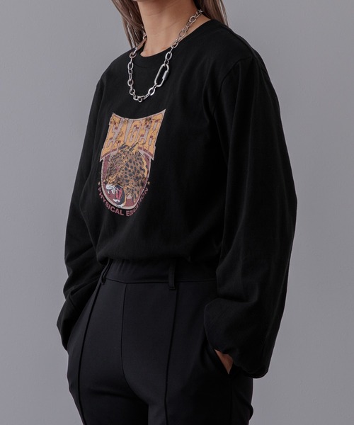 Adoon plain(アドーンプレーン)の「【体型カバーが嬉しい!】リンガーロンT(Tシャツ/カットソー・レディース・ブラック/ネイビー/グリーン・FREE)」の2枚目の写真