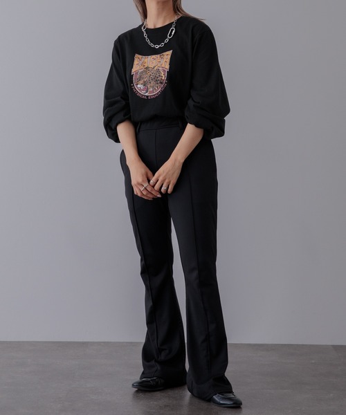 Adoon plain(アドーンプレーン)の「【体型カバーが嬉しい!】リンガーロンT(Tシャツ/カットソー・レディース・ブラック/ネイビー/グリーン・FREE)」の22枚目の写真