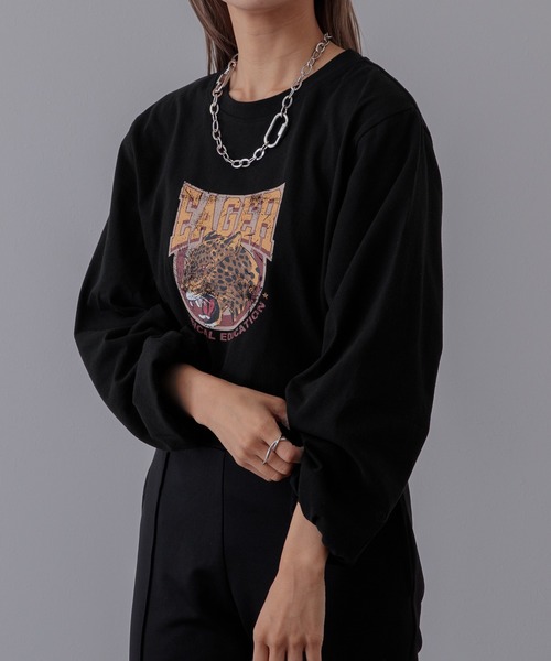 Adoon plain(アドーンプレーン)の「【体型カバーが嬉しい!】リンガーロンT(Tシャツ/カットソー・レディース・ブラック/ネイビー/グリーン・FREE)」の10枚目の写真