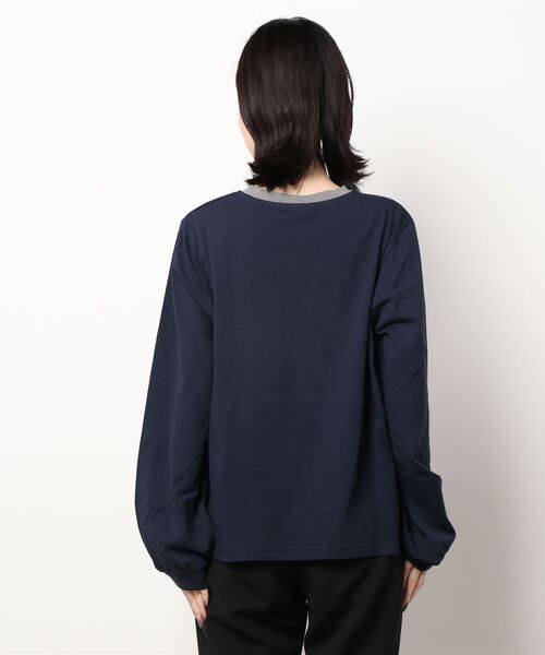 Adoon plain(アドーンプレーン)の「【体型カバーが嬉しい!】リンガーロンT(Tシャツ/カットソー・レディース・ブラック/ネイビー/グリーン・FREE)」の13枚目の写真