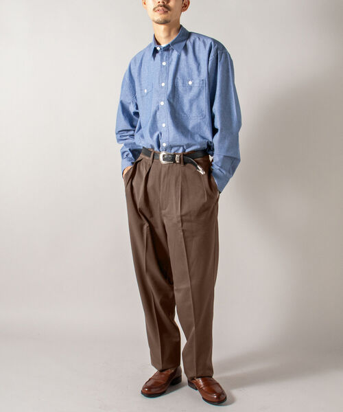 GLOSTER（グロスター）の「【GLOSTER/グロスター】シャンブレーワークシャツ ワイドシャツ（シャツ/ブラウス・メンズ・ホワイト/インディゴブルー・MEDIUM/LARGE）」の6枚目の写真