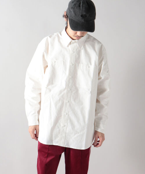 GLOSTER（グロスター）の「【GLOSTER/グロスター】シャンブレーワークシャツ ワイドシャツ（シャツ/ブラウス・メンズ・ホワイト/インディゴブルー・MEDIUM/LARGE）」の21枚目の写真