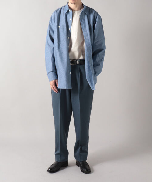 GLOSTER（グロスター）の「【GLOSTER/グロスター】シャンブレーワークシャツ ワイドシャツ（シャツ/ブラウス・メンズ・ホワイト/インディゴブルー・MEDIUM/LARGE）」の13枚目の写真