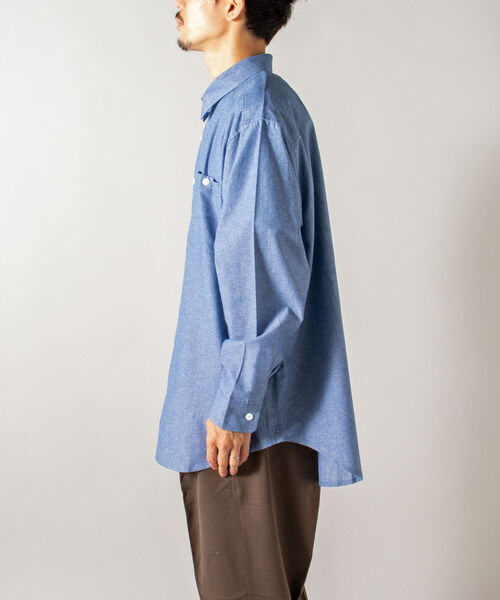 GLOSTER（グロスター）の「【GLOSTER/グロスター】シャンブレーワークシャツ ワイドシャツ（シャツ/ブラウス・メンズ・ホワイト/インディゴブルー・MEDIUM/LARGE）」の20枚目の写真