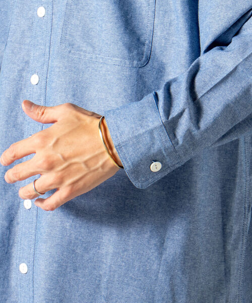 GLOSTER（グロスター）の「【GLOSTER/グロスター】シャンブレーワークシャツ ワイドシャツ（シャツ/ブラウス・メンズ・ホワイト/インディゴブルー・MEDIUM/LARGE）」の8枚目の写真