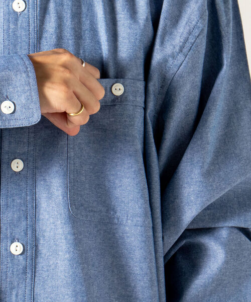 GLOSTER（グロスター）の「【GLOSTER/グロスター】シャンブレーワークシャツ ワイドシャツ（シャツ/ブラウス・メンズ・ホワイト/インディゴブルー・MEDIUM/LARGE）」の5枚目の写真